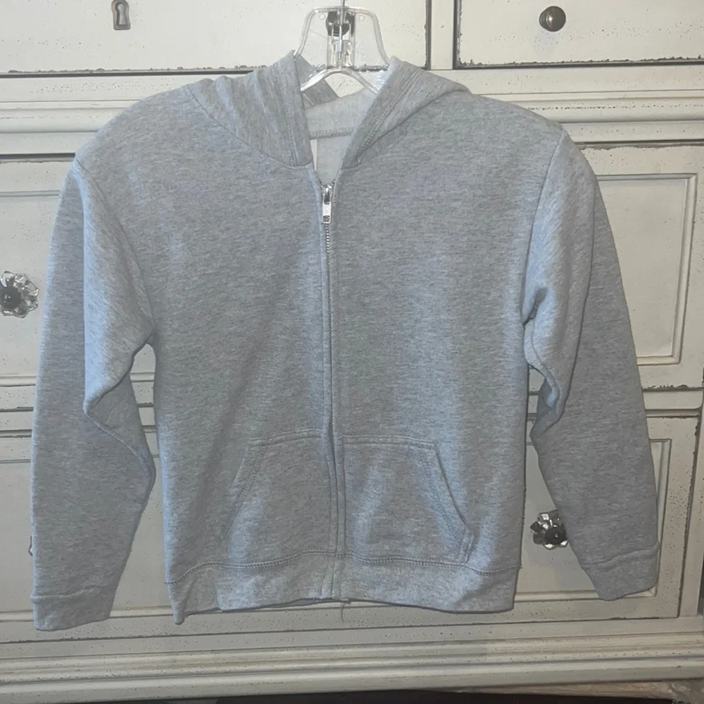 Hanes grey zipper jacket hoodie gray hooded longsleeve zipper sweater kid medium